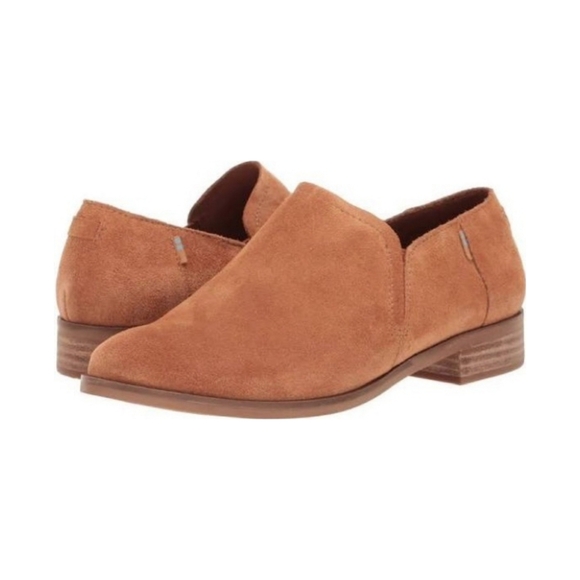 Toms Shoes - Toms Shaye Caramel Brown Suede Low Ankle Slip On Loafers Women's Size 8.5